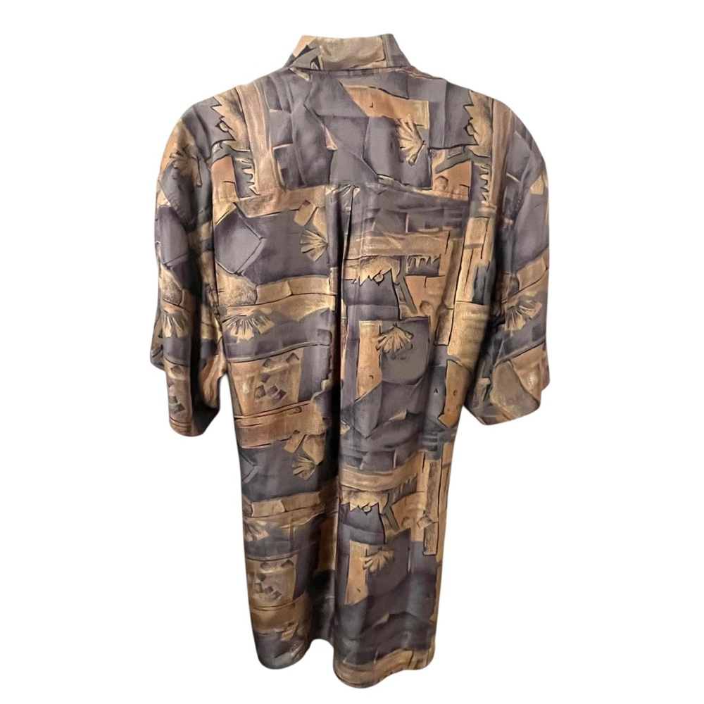 Metallic Silk Business-Casual Collared Short-Sleeve Shirt Colore Italia Perfect - Picture 9 of 10